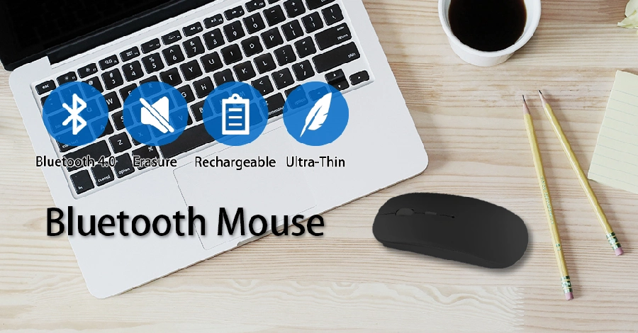 Black Bluetooth Mouse for Laptop/iPad PRO Air/MacBook PRO Air, Slim Silent Click &amp; 3 Adjustable Dpi Levels for PC